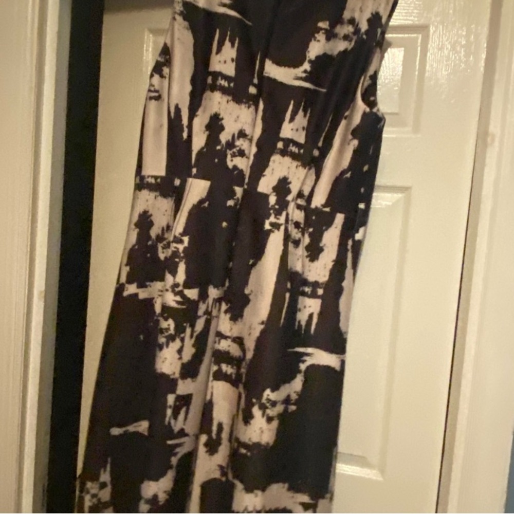 Donna Karan Abstract Black and Cream Jumpsuit